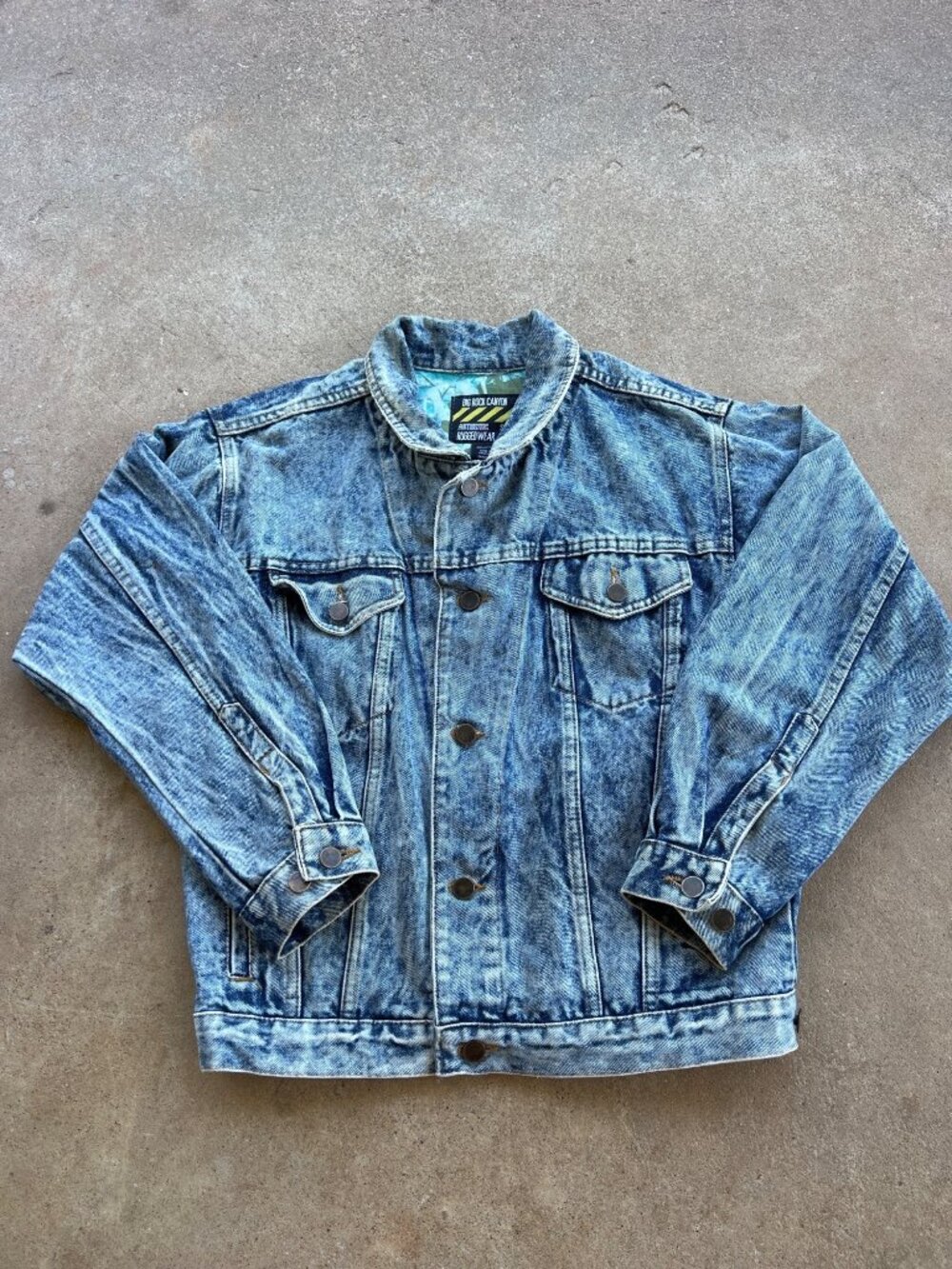 Vintage Big Rock Canyon Acid Wash Denim Jacket Mens Large Rugged Wear